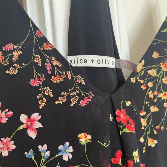 Alice + Olivia "Bohemian Garden" Floral Fierra Silk Mini Dress - Picture 6 of 6